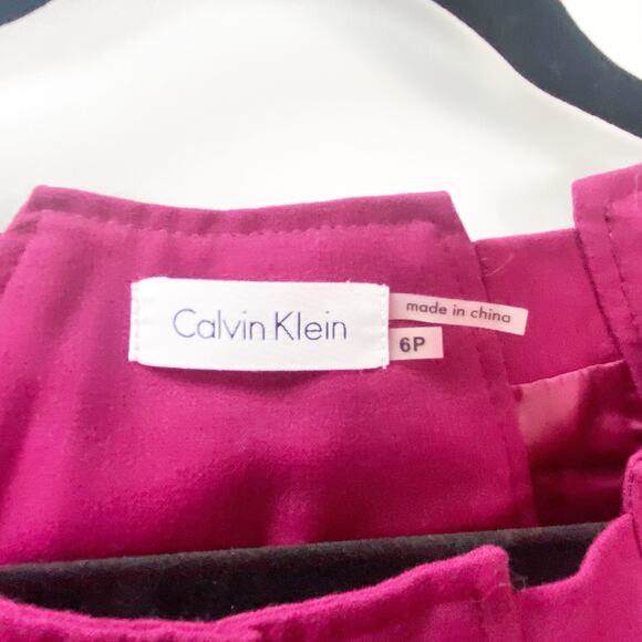 2/$30 Calvin Klein 6 Petite Women Fuchsia Pink Sleeveless  Midi Sheath Dress - Picture 5 of 8